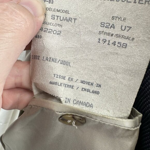 vintage 90s PAUL STUART jacket blazer sport coat two button wool tweed blue 39R - Picture 9 of 14